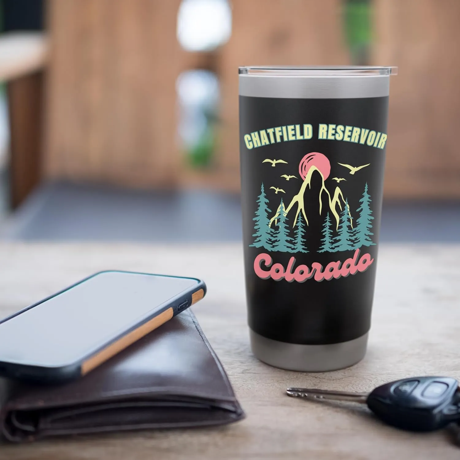 Chatfield Reservoir Moutain Sunset Vacation Travel Adventure Stainless Steel Insulated Tumbler