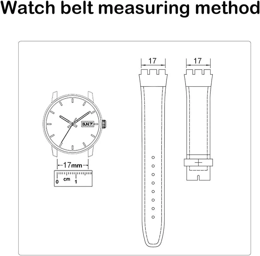 Choco&Man US Swatch Litchi Grain Cow Leather Stainless Steel Buckle Watch Band Strap with Tool Watch Width 17mm Replacement for Men's Swatch