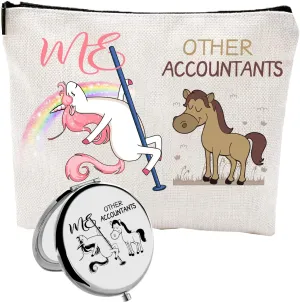 Christmas Gifts for Accountant,Accountant Zipper Makeup Bag Cosmetic Pouch,Accountant Travel Toiletry Pouch Organizer Bag,Accountant Compact Mirror,Accountant Gifts