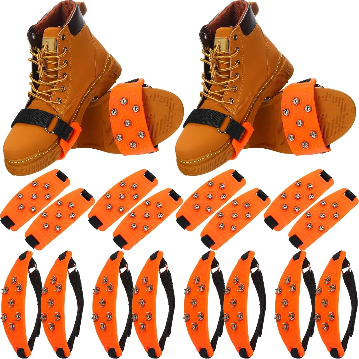 Chuarry 10 Pairs 7 Point Crampon Traction Crampons Spikes Cleats Anti-Skid Traction Grips for Shoes and Boots Walking, Hiking