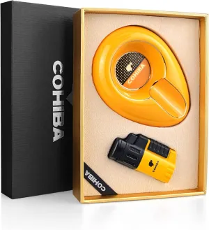 Cigar Lighter 4 Torch Jet Flame with Punch Ashtray Set Windproof Butane Fuel Lighter Refillable