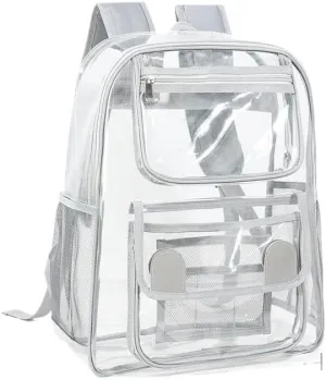 Clear Backpack Duty PVC Transparent Backpacks with Reinforced Strap Stitches & Large Capacity. (COLOR6,Large)