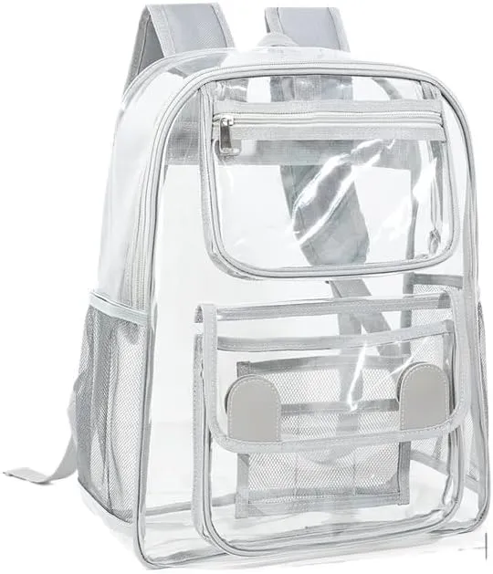 Clear Backpack Duty PVC Transparent Backpacks with Reinforced Strap Stitches & Large Capacity. (COLOR6,Large)