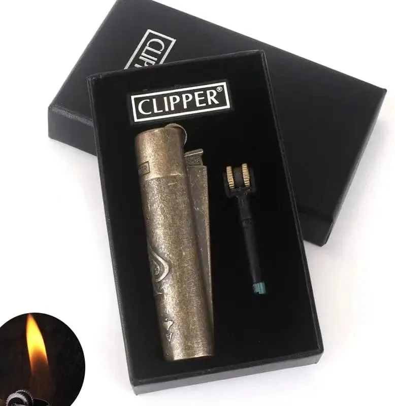 Clipper Spades A Portable Butane Jet Lighter, Metal Grinding Wheel Design, Refillable Fireless Flame Lighter with Gift Box Black (Jet)