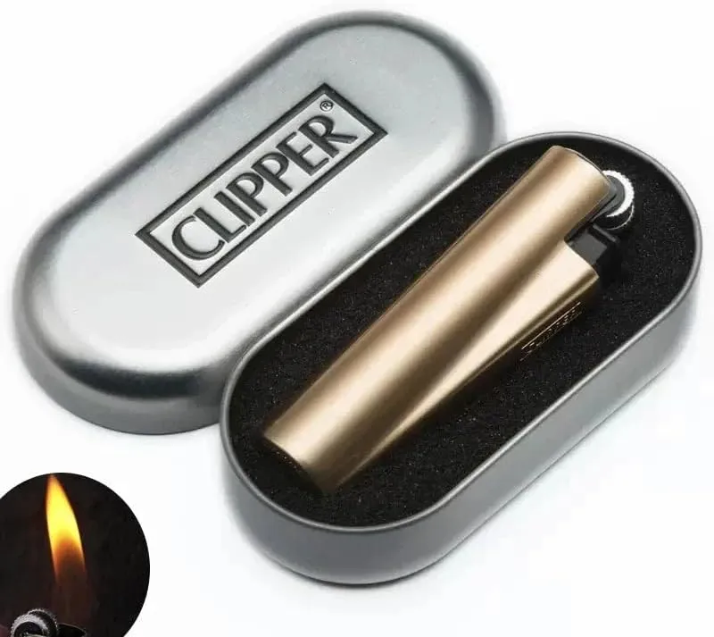 Clipper Spades A Portable Butane Jet Lighter, Metal Grinding Wheel Design, Refillable Fireless Flame Lighter with Gift Box Black (Jet)