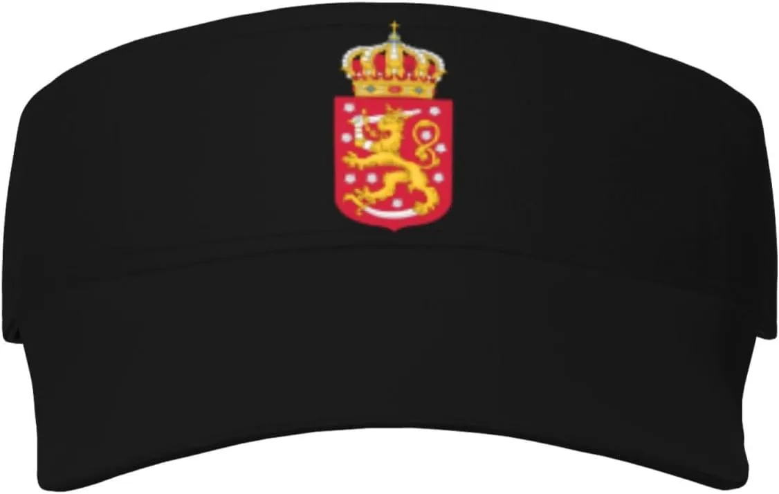 Coat of Arms Finland Visor Cap Adjustable Uv Protection Sun Visor Hats Empty Top Baseball Hat for Women and Men Black