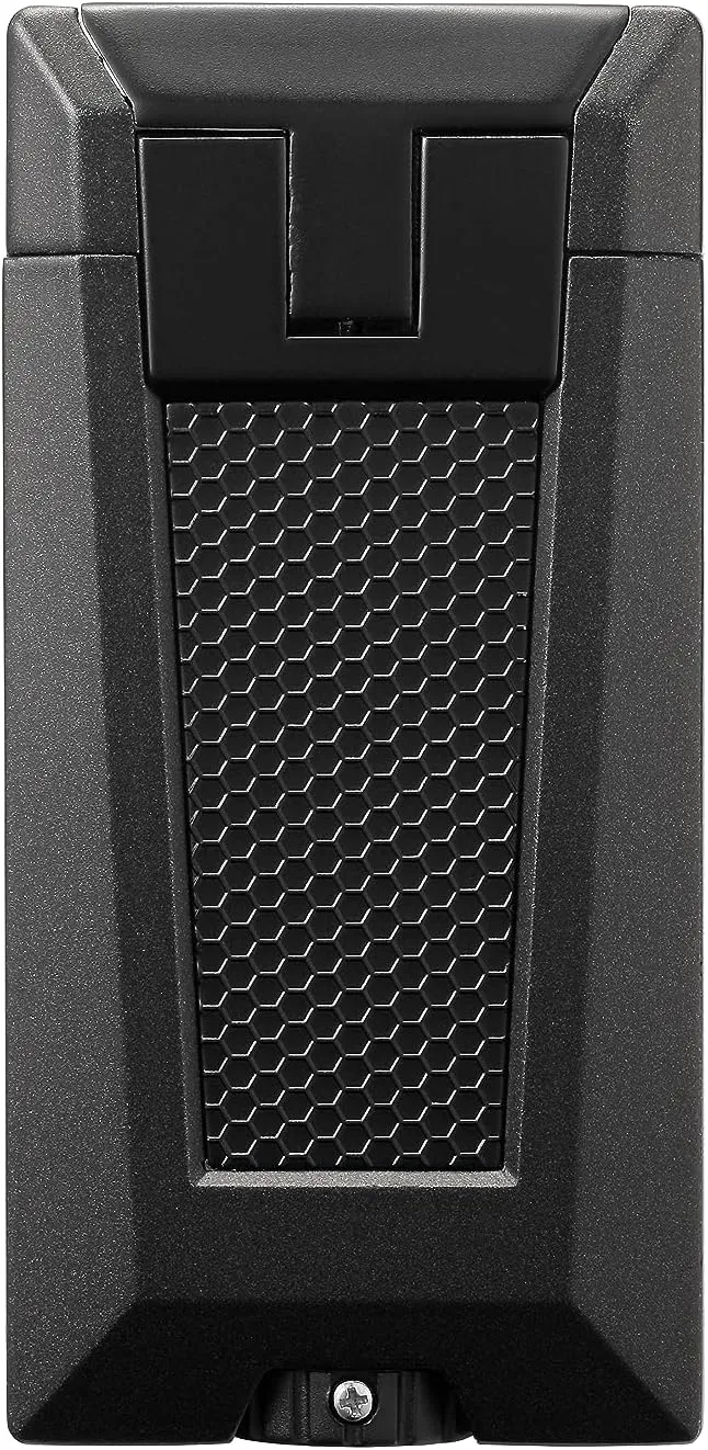 Colibri Stealth Triple Jet Flame Butane Lighter, Windproof & Refillable, Cigar Enthusiast's Choice with Blue Fuel Window and Adjustable Flame (Black)