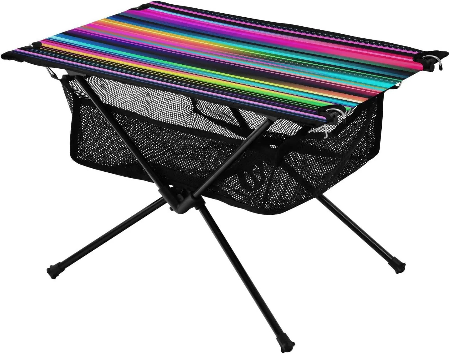 Colorful Mexican Stripe Portable Folding Camping Table, Compact Lightweight Beach Table with Carrying Bag for Outdoor Picnics, BBQs, Camp
