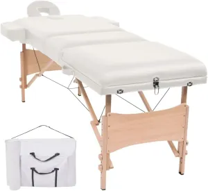 Comfortable 3-Zone Folding Massage Table, Adjustable Height and Foam Padding, White