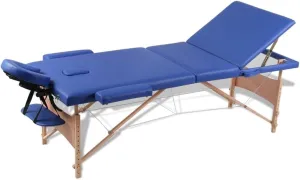 Comfortable Foldable Massage Table for Relaxation and Well-Being, Adjustable Height, Portable Wooden Frame, Blue
