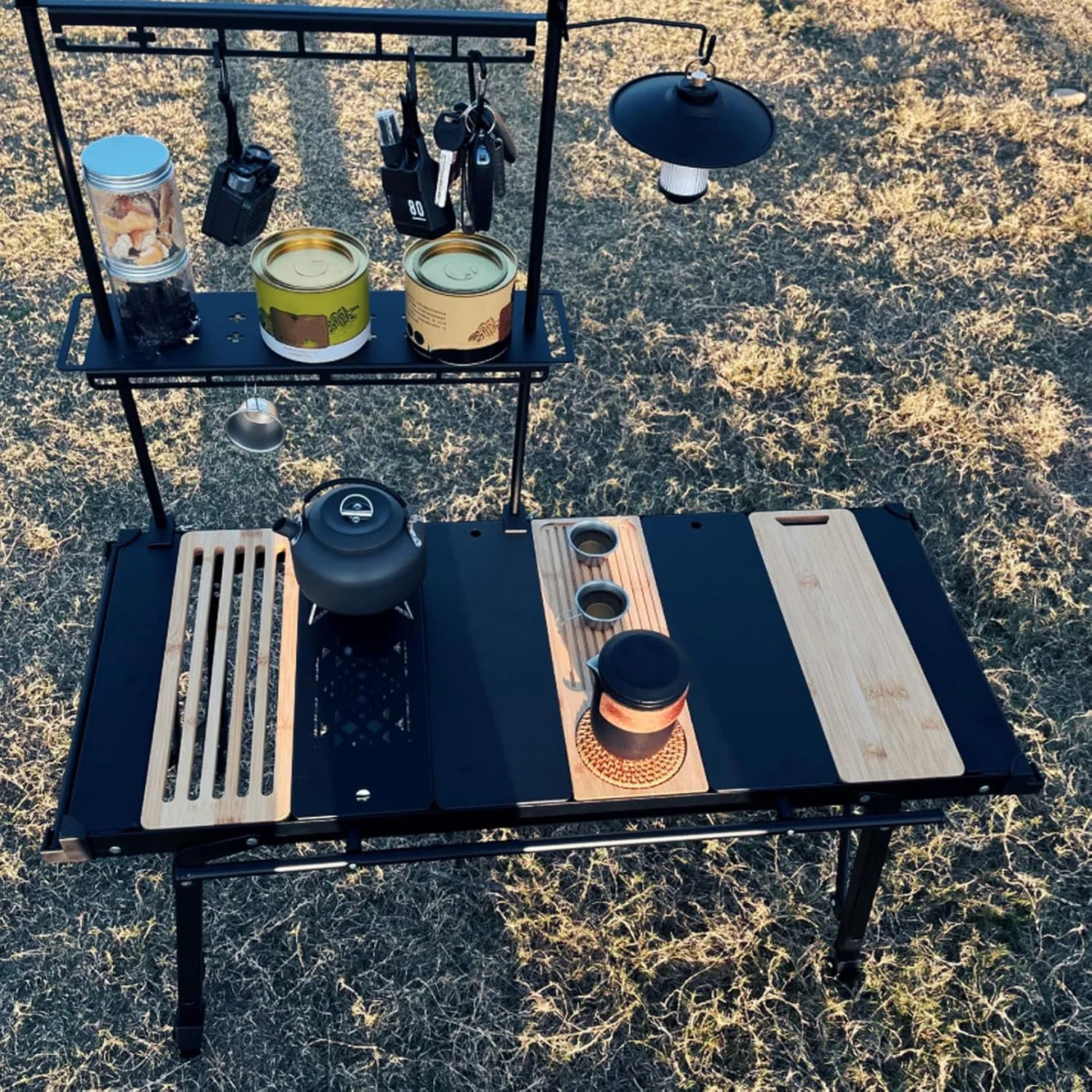 Compact Bambusoideae Camping Table Board, Stylish and Portable for IGT Tables, Home, Office, Hiking, Travel, with Cup Mat and Storage Bag (Drainage Board)