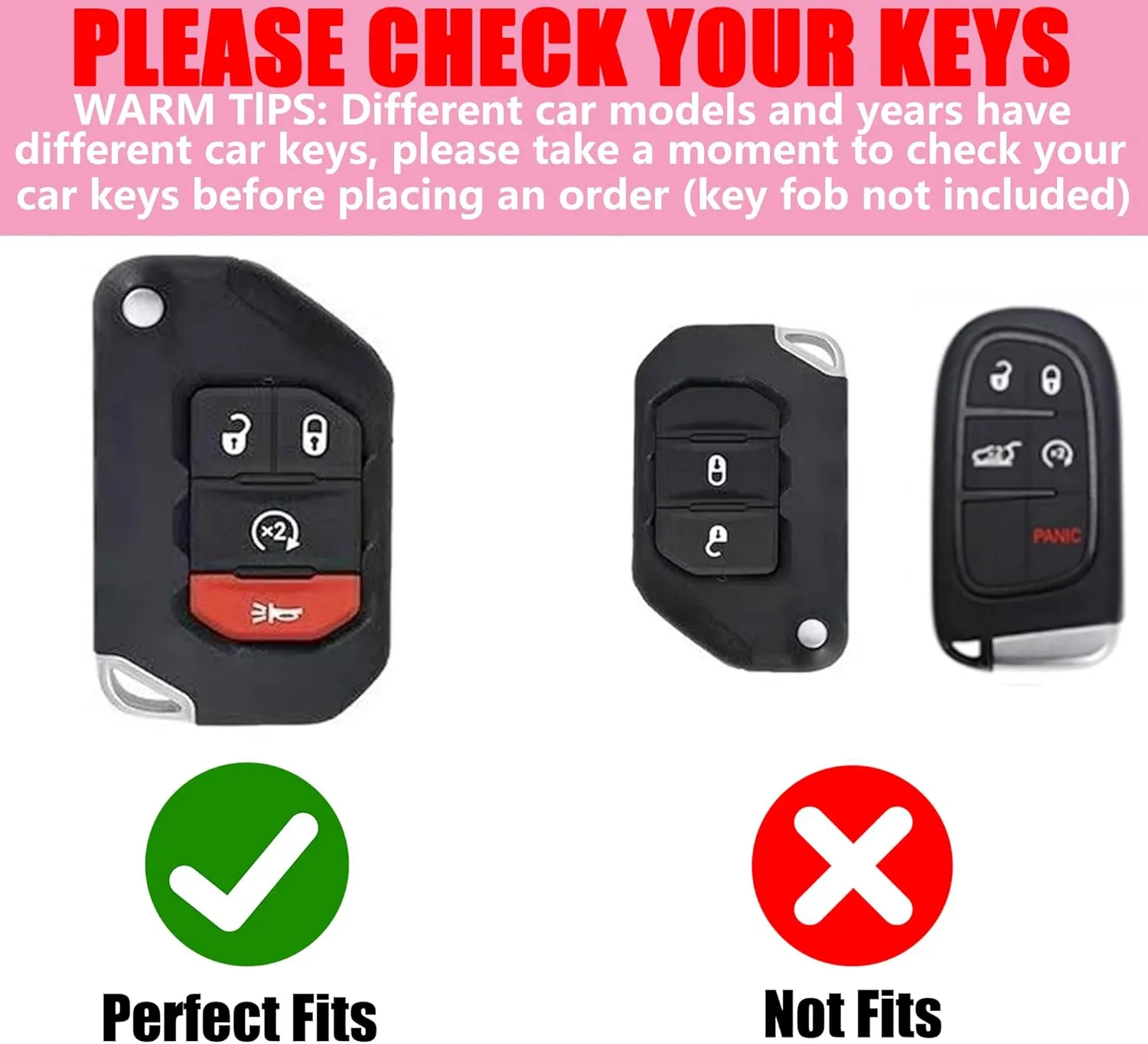 Compatible with Jeep Key Fob Cover with Diamond Perfume Keychain, 4 Buttons