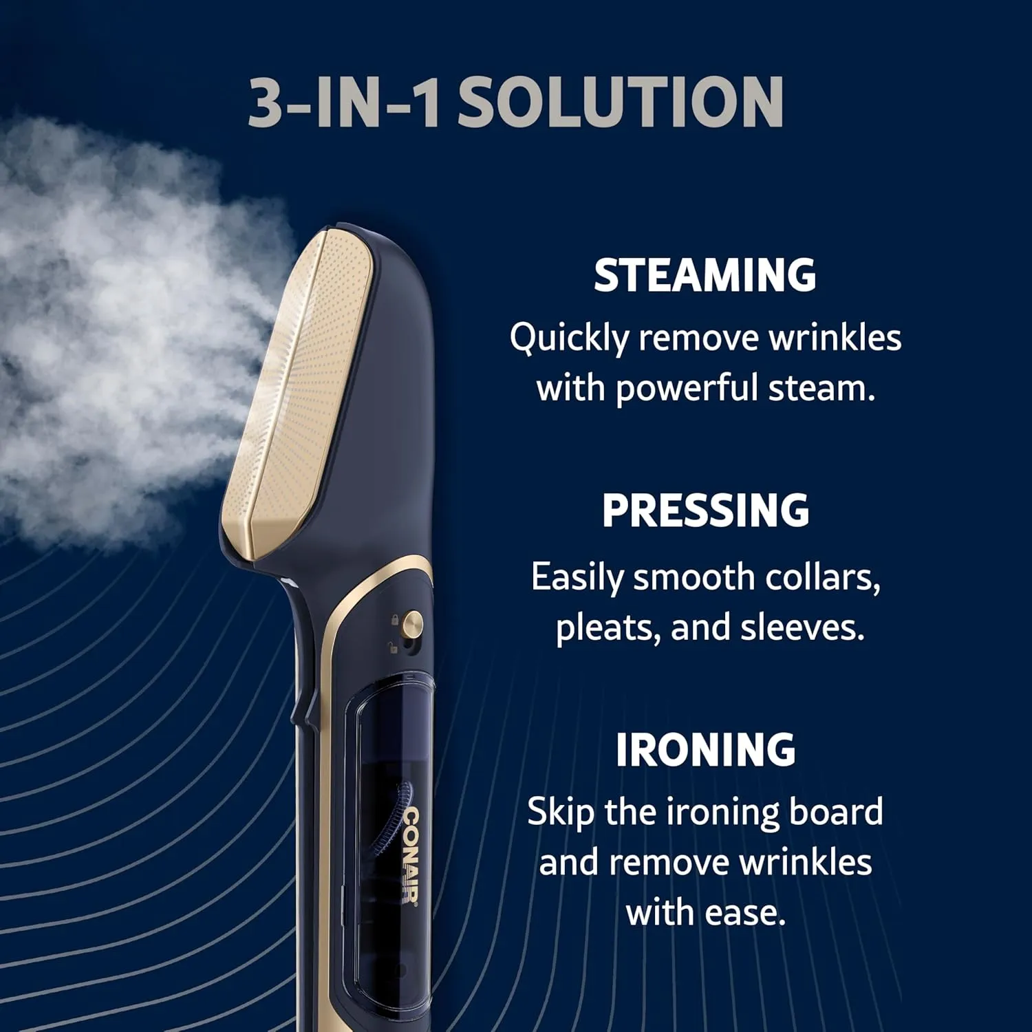 Conair Steam Stylist with Fabric Shaver, Extra Water Tank, and Storage Bag - Amazon Exclusive | Press Iron & Steamer - Great for Home, Office, or Travel | 3-in-1 Steam Iron for Quick Wrinkle Removal