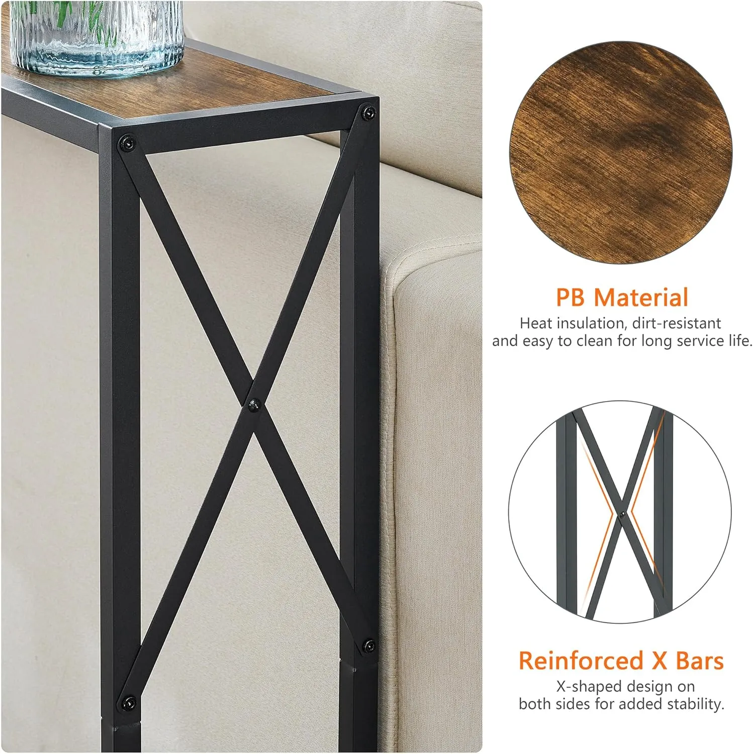 Console Table, 70” Narrow Sofa Table, Entryway Table, Industrial Sofa Table for Hallway, Living Room, Bedroom, Long Console Table,Rustic Brown