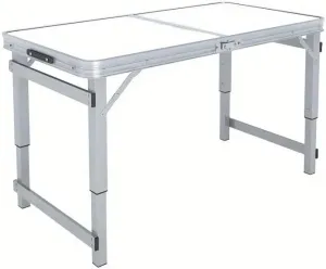 Convenient Outdoor Portable Folding Table, Lightweight Aluminum with Adjustable Heights for Camping and Picnics, Beige and Silver Gray