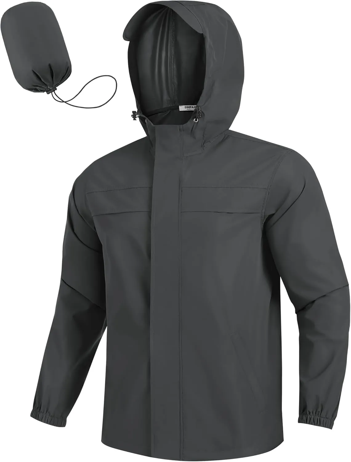 COOFANDY Men's Rain Jacket Waterproof Lightweight Windbreaker Packable Hooded Raincoat for Hiking, Cycling, Golf & Travel
