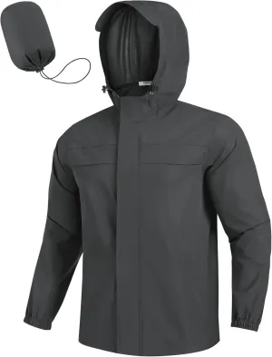 COOFANDY Men's Rain Jacket Waterproof Lightweight Windbreaker Packable Hooded Raincoat for Hiking, Cycling, Golf & Travel