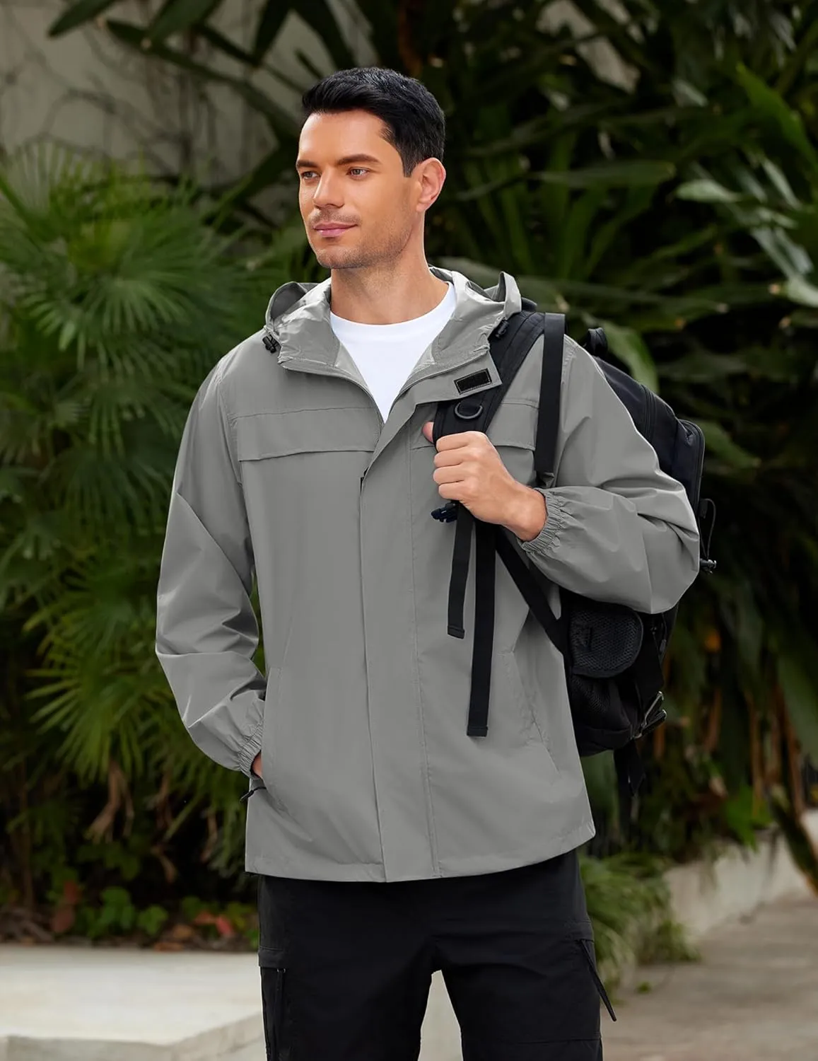 COOFANDY Men's Rain Jacket Waterproof Lightweight Windbreaker Packable Hooded Raincoat for Hiking, Cycling, Golf & Travel