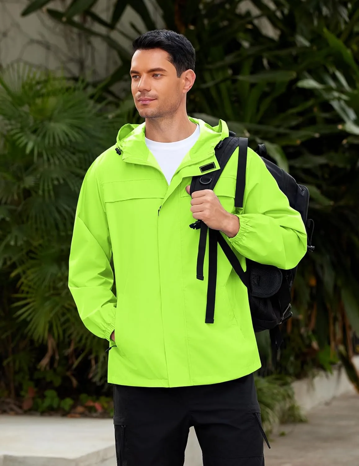 COOFANDY Men's Rain Jacket Waterproof Lightweight Windbreaker Packable Hooded Raincoat for Hiking, Cycling, Golf & Travel