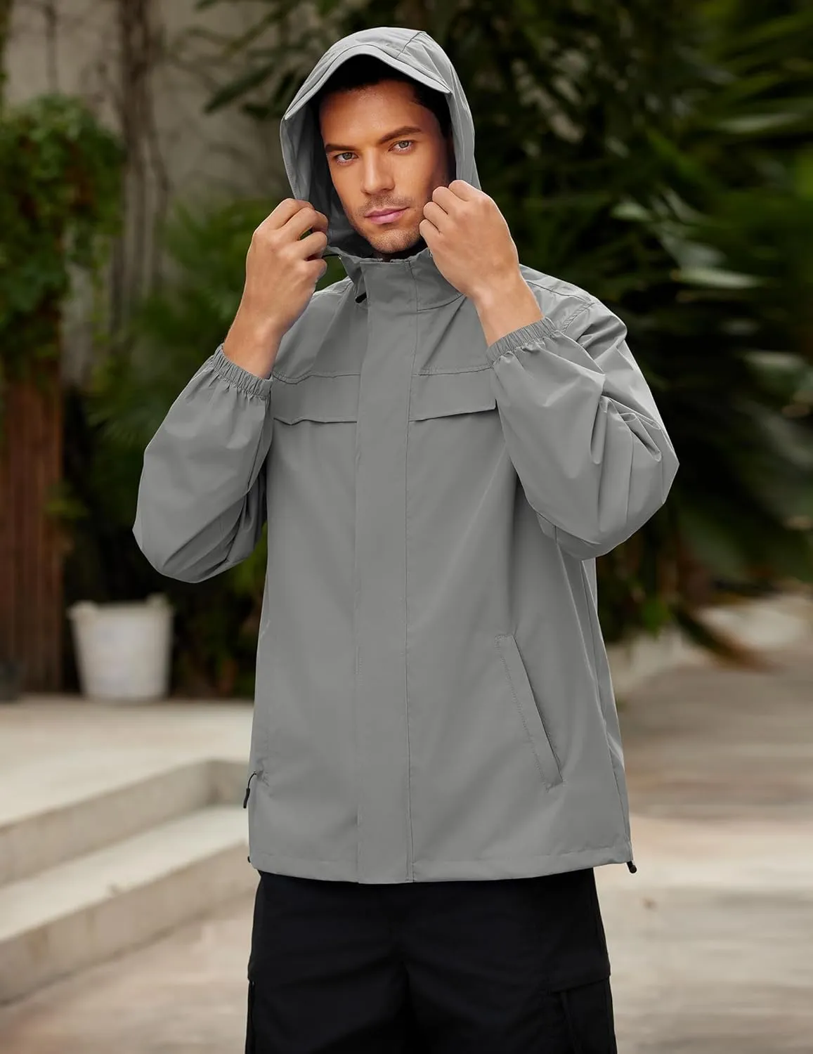 COOFANDY Men's Rain Jacket Waterproof Lightweight Windbreaker Packable Hooded Raincoat for Hiking, Cycling, Golf & Travel