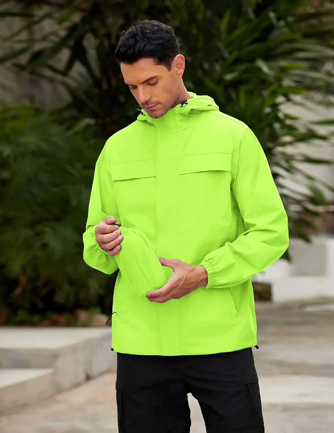 COOFANDY Men's Rain Jacket Waterproof Lightweight Windbreaker Packable Hooded Raincoat for Hiking, Cycling, Golf & Travel