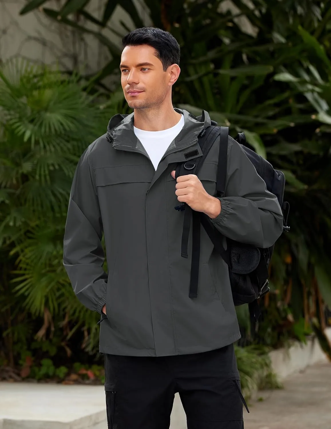 COOFANDY Men's Rain Jacket Waterproof Lightweight Windbreaker Packable Hooded Raincoat for Hiking, Cycling, Golf & Travel