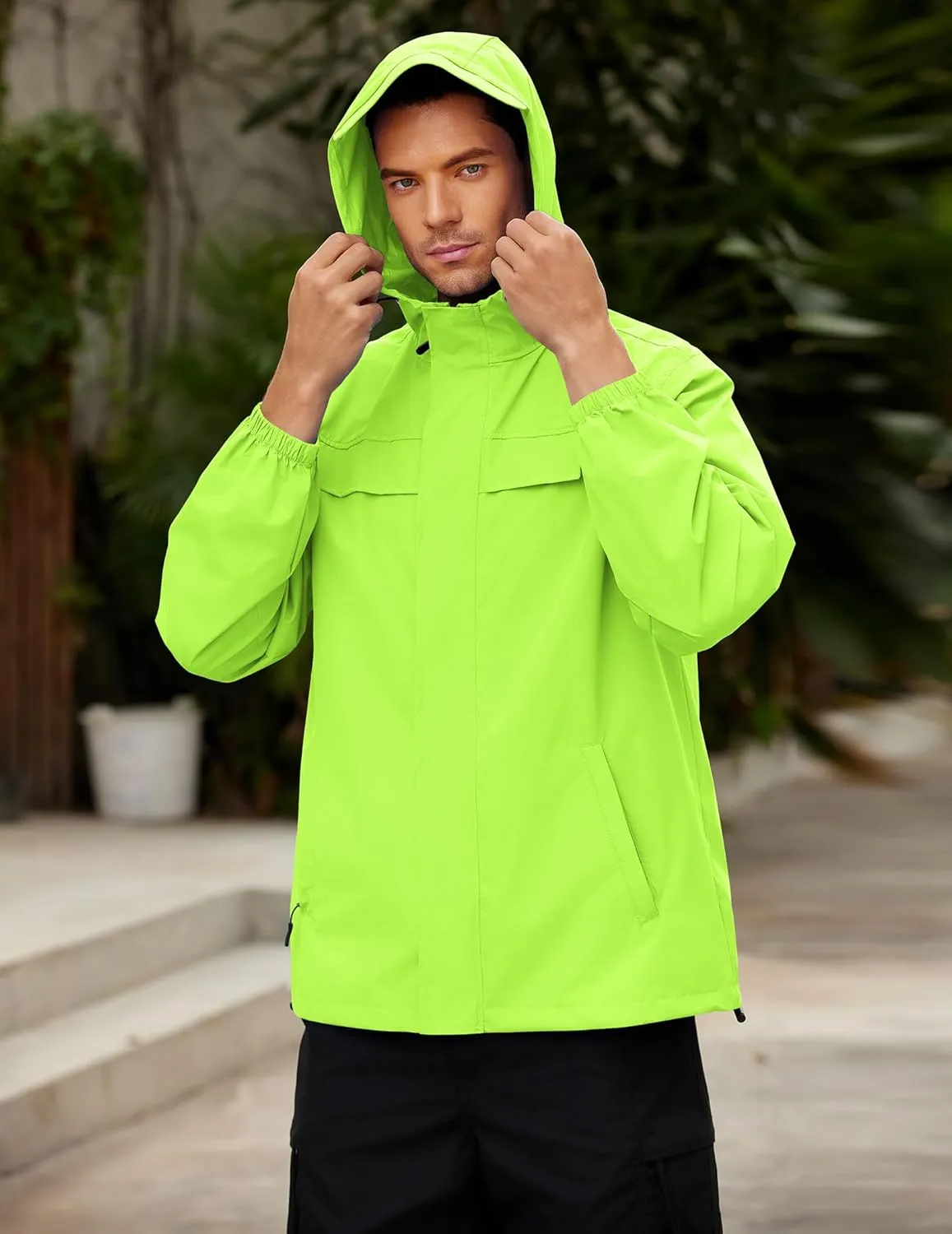 COOFANDY Men's Rain Jacket Waterproof Lightweight Windbreaker Packable Hooded Raincoat for Hiking, Cycling, Golf & Travel