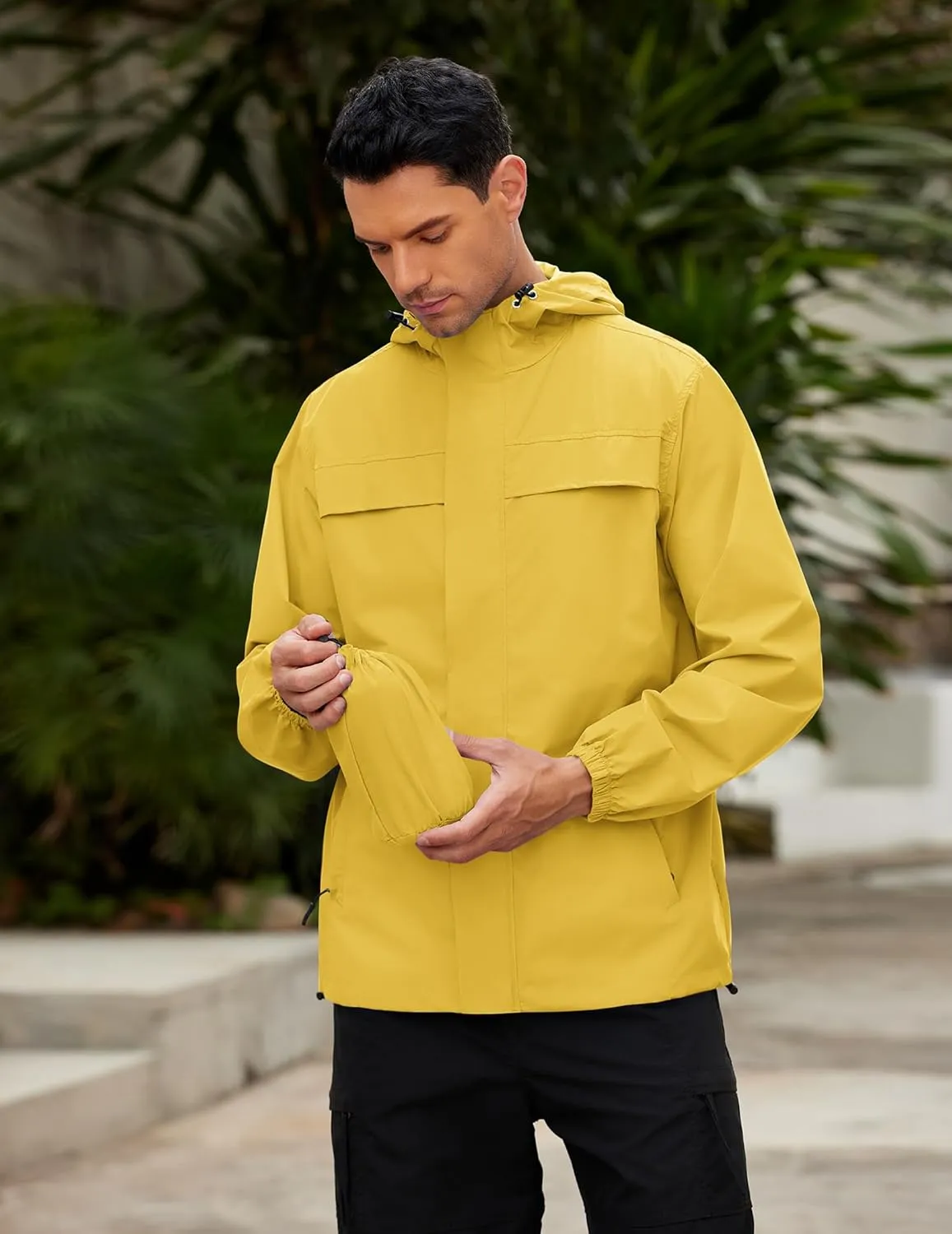 COOFANDY Men's Rain Jacket Waterproof Lightweight Windbreaker Packable Hooded Raincoat for Hiking, Cycling, Golf & Travel