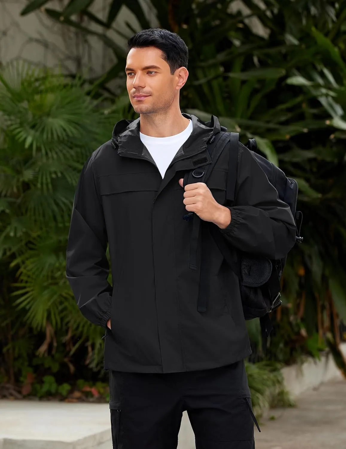 COOFANDY Men's Rain Jacket Waterproof Lightweight Windbreaker Packable Hooded Raincoat for Hiking, Cycling, Golf & Travel