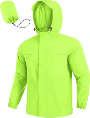 COOFANDY Men's Rain Jacket Waterproof Lightweight Windbreaker Packable Hooded Raincoat for Hiking, Cycling, Golf & Travel