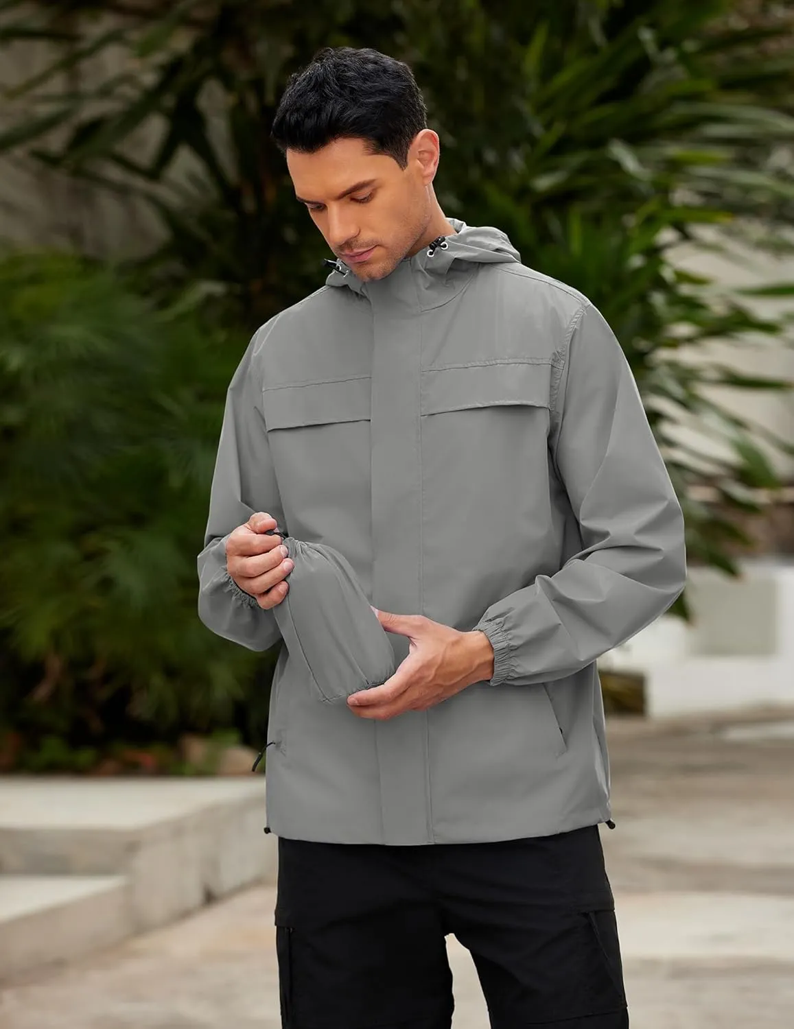 COOFANDY Men's Rain Jacket Waterproof Lightweight Windbreaker Packable Hooded Raincoat for Hiking, Cycling, Golf & Travel