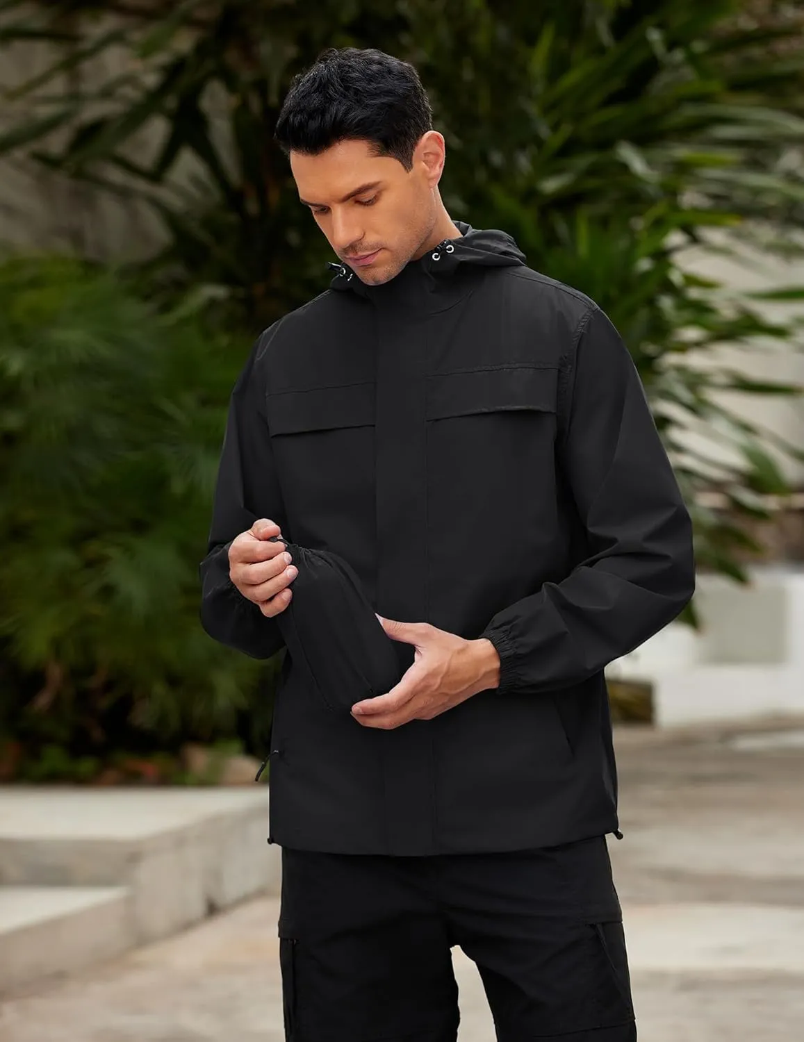 COOFANDY Men's Rain Jacket Waterproof Lightweight Windbreaker Packable Hooded Raincoat for Hiking, Cycling, Golf & Travel