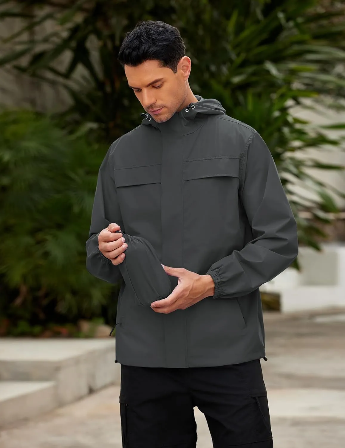 COOFANDY Men's Rain Jacket Waterproof Lightweight Windbreaker Packable Hooded Raincoat for Hiking, Cycling, Golf & Travel