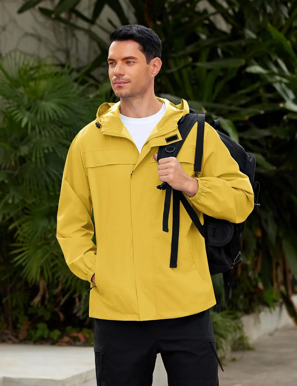 COOFANDY Men's Rain Jacket Waterproof Lightweight Windbreaker Packable Hooded Raincoat for Hiking, Cycling, Golf & Travel