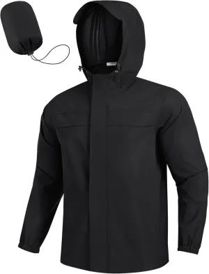 COOFANDY Men's Rain Jacket Waterproof Lightweight Windbreaker Packable Hooded Raincoat for Hiking, Cycling, Golf & Travel