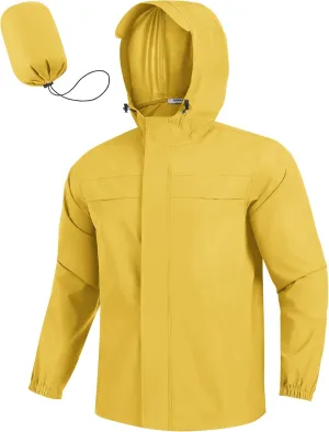 COOFANDY Men's Rain Jacket Waterproof Lightweight Windbreaker Packable Hooded Raincoat for Hiking, Cycling, Golf & Travel