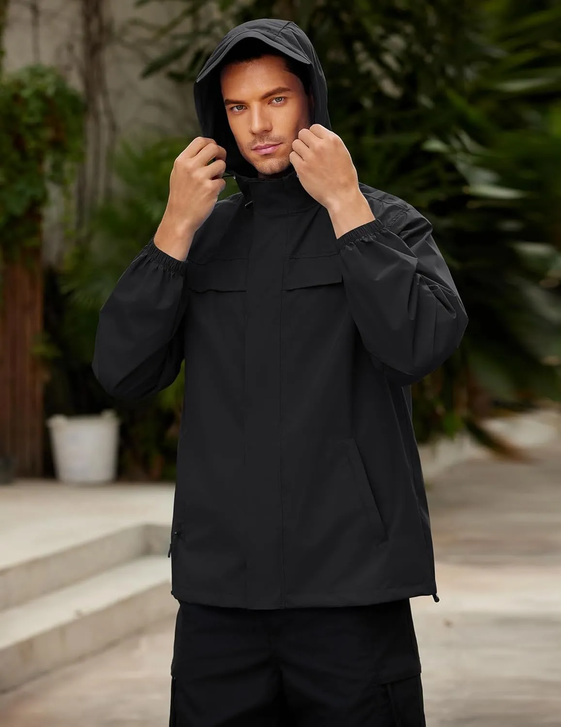COOFANDY Men's Rain Jacket Waterproof Lightweight Windbreaker Packable Hooded Raincoat for Hiking, Cycling, Golf & Travel