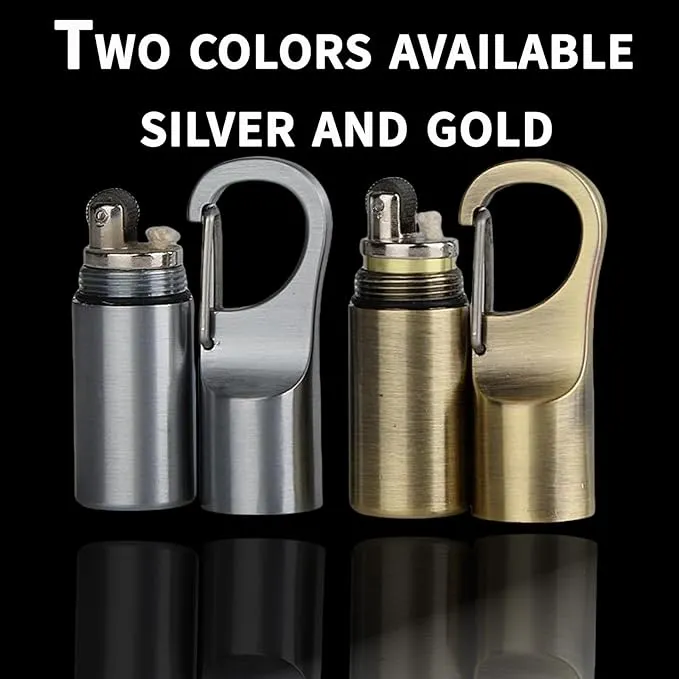 Cool Permanent Match Lighter Refill, Creative Mini Portable Hook-and-Loop Waterproof Vintage Trench Lighters, Unique Gifts for Men Camping Candles (No Kerosene) (Gold)