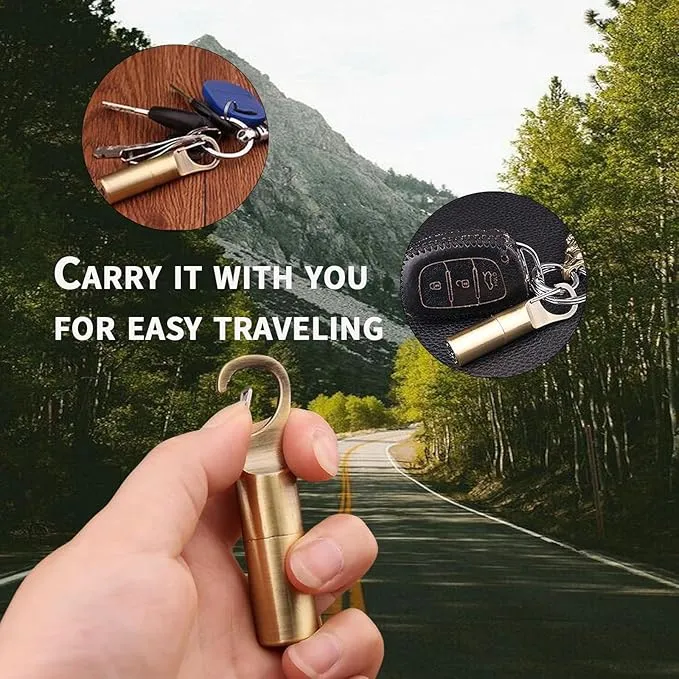 Cool Permanent Match Lighter Refill, Creative Mini Portable Hook-and-Loop Waterproof Vintage Trench Lighters, Unique Gifts for Men Camping Candles (No Kerosene) (Gold)