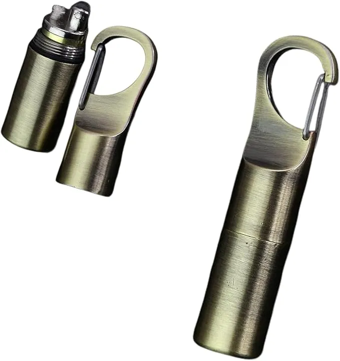 Cool Permanent Match Lighter Refill, Creative Mini Portable Hook-and-Loop Waterproof Vintage Trench Lighters, Unique Gifts for Men Camping Candles (No Kerosene) (Gold)