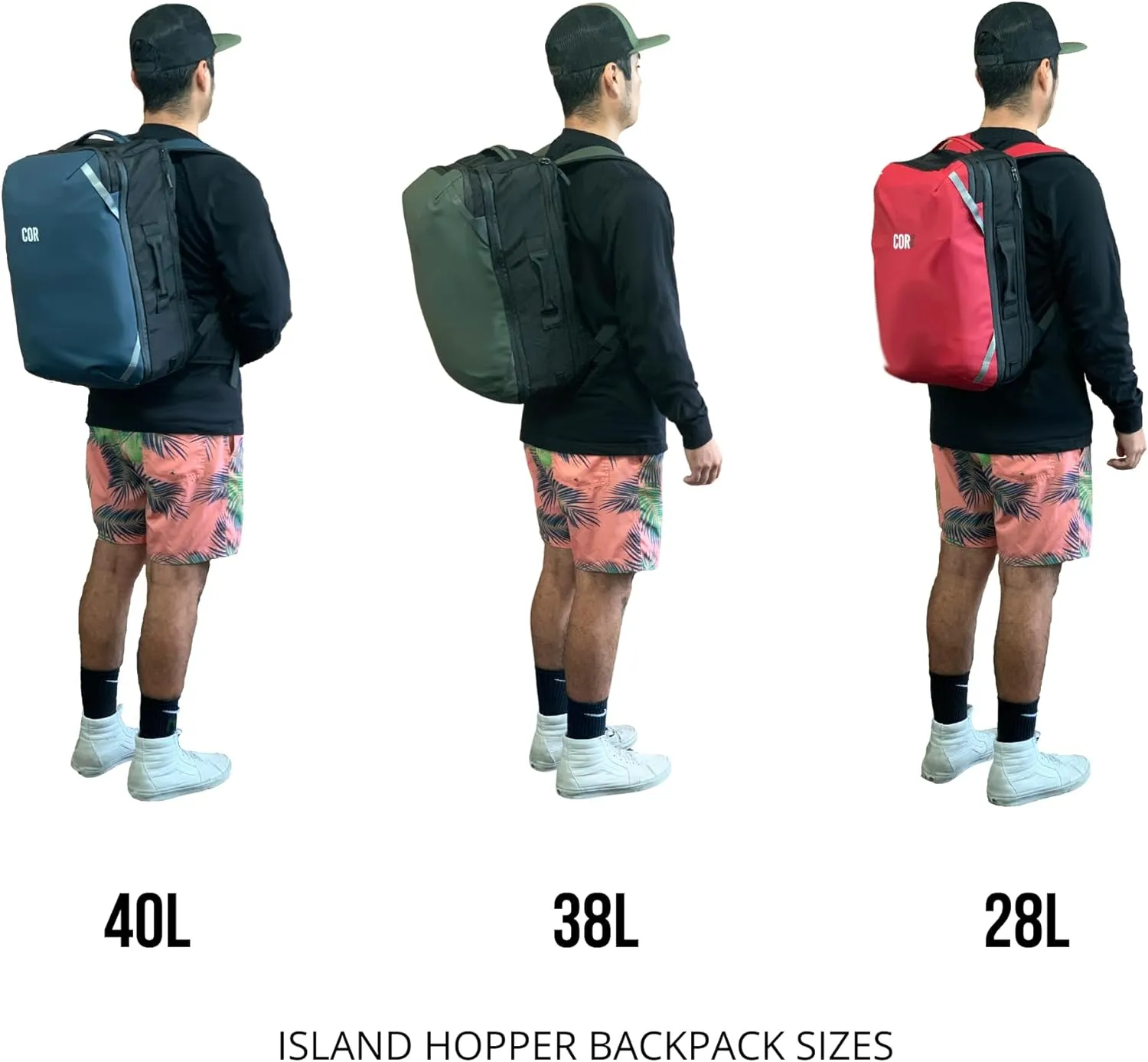 COR Surf Carry On Travel Backpack with Secret Passport Pockets | Carry-On Luggage Backpack With YKK Zippers for Men and Women | The Island Hopper (28L, Navy Blue)