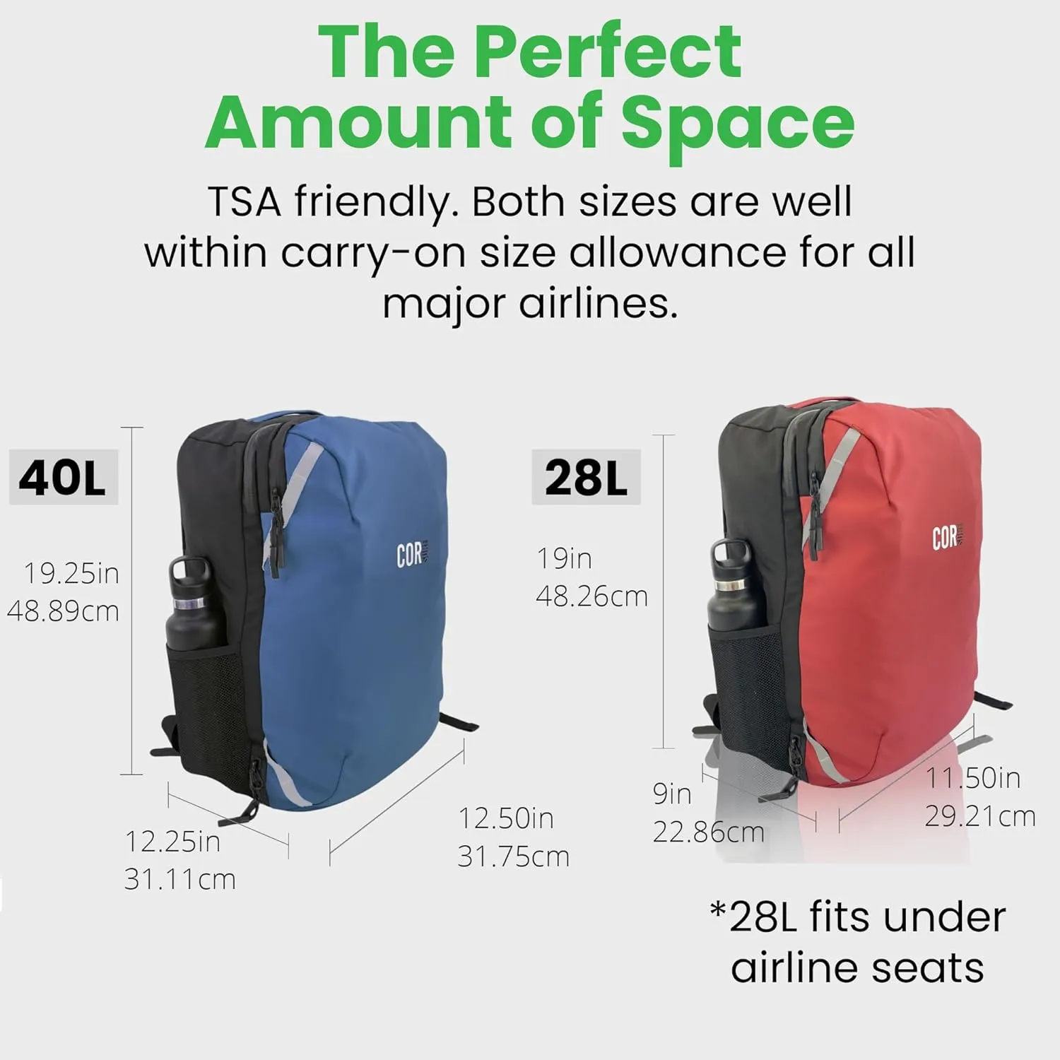 COR Surf Carry On Travel Backpack with Secret Passport Pockets | Carry-On Luggage Backpack With YKK Zippers for Men and Women | The Island Hopper (28L, Navy Blue)