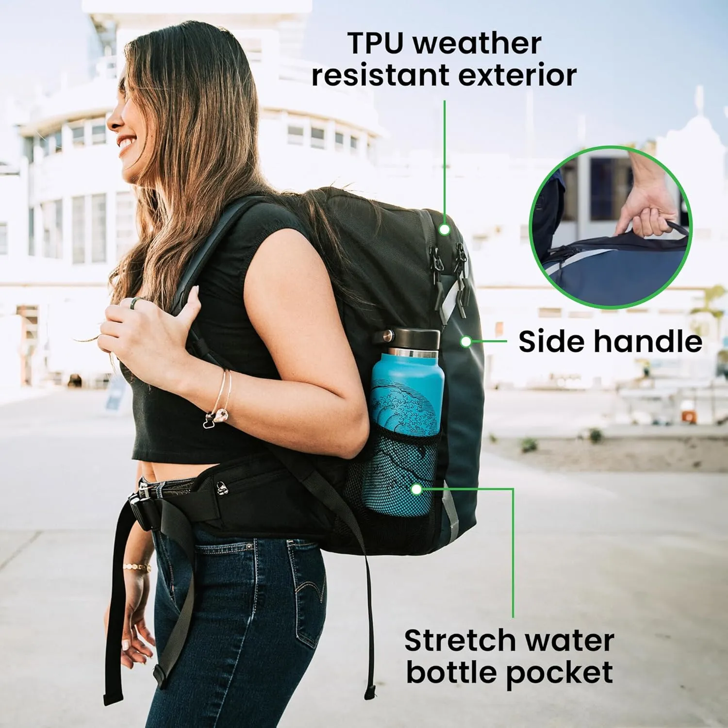 COR Surf Travel Backpack Carry On Laptop Backpack with Secret Passport Pockets | Daypack Business Weekender Luggage Backpack for Men and Women | The Island Hopper (40L, Army Green)