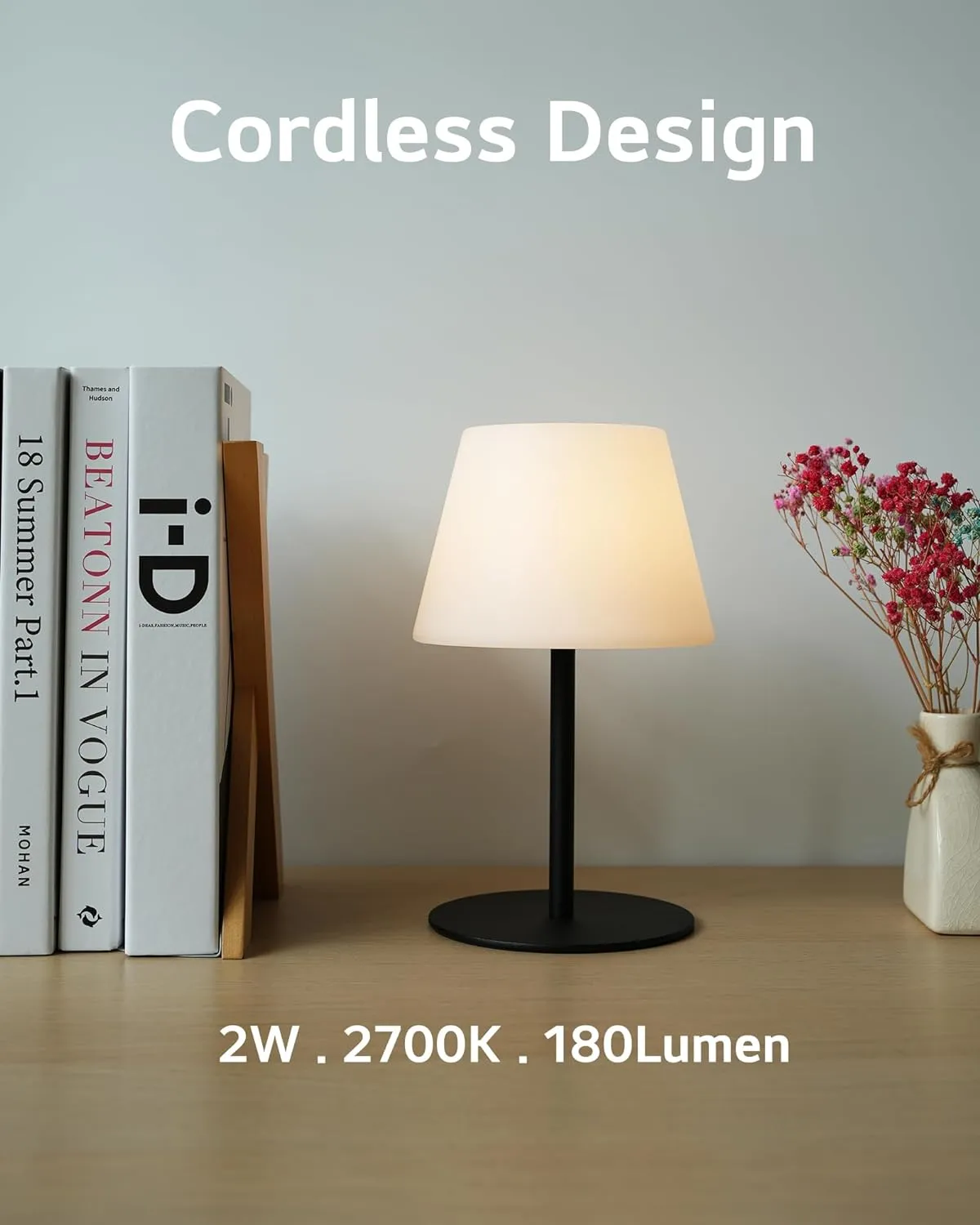 Cordless Table Lamp Rechargeable, Outdoor Battery Operated Table Lamp Waterproof, Portable Touch Dimmable Night Light, Height Adjustable, for Home/Bedroom/Patio/Restaurant (Black)