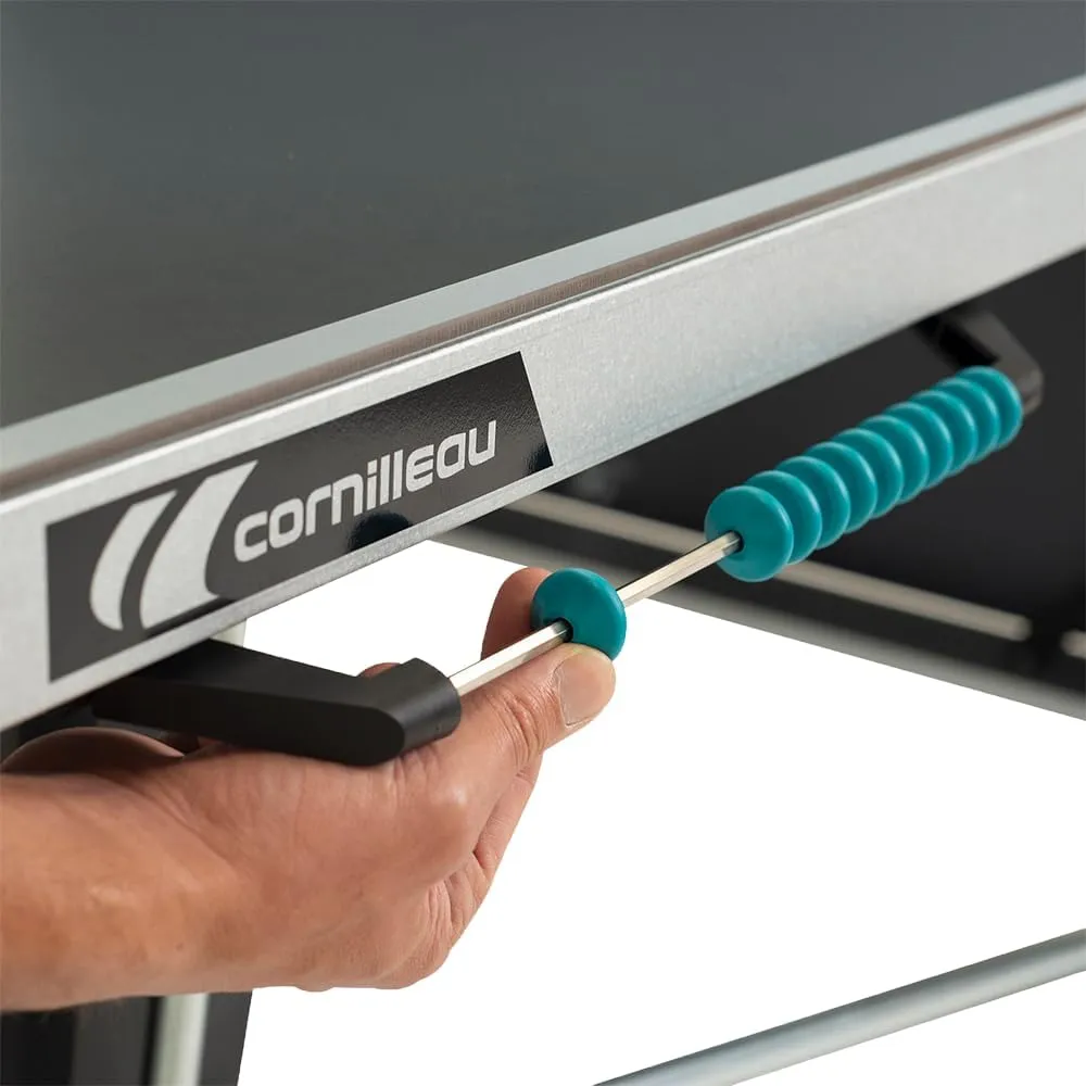 CORNILLEAU - 400X Outdoor Table Tennis Table - Folding & Compact - Weather and Schockproof - ITTF Approved - Point Counters - 5 mm Blue or Grey