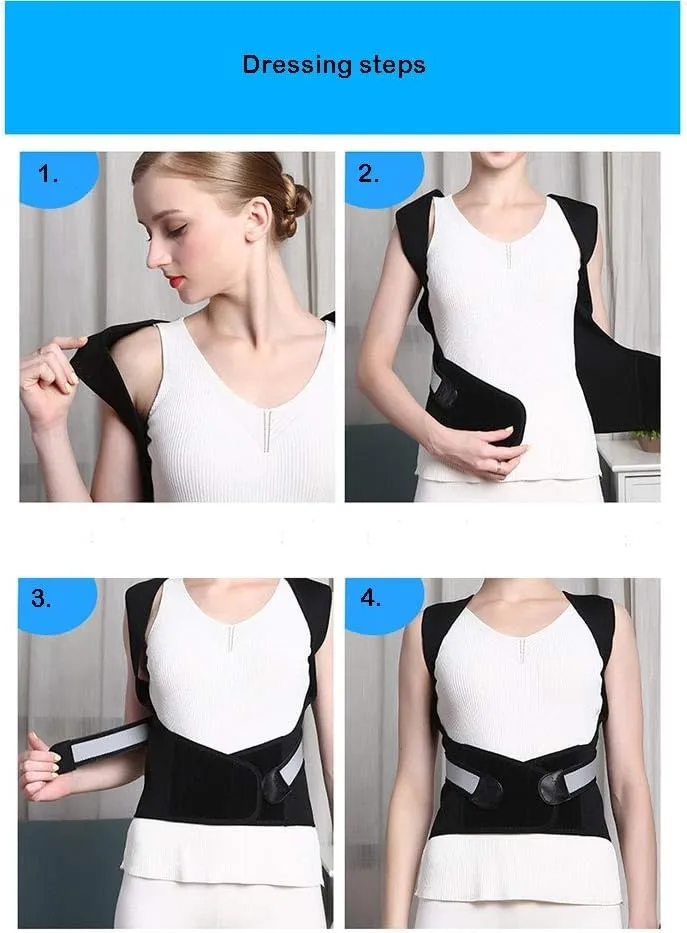 Corrector High Elastic Breathability Shoulder Padded Integrated Back Support Boost Unisex (Black) (Size : L)