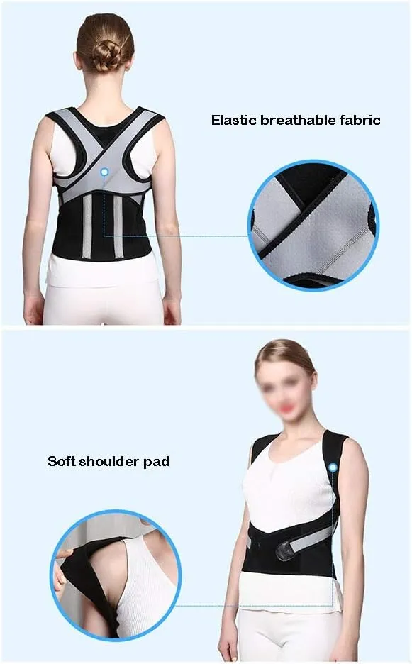Corrector High Elastic Breathability Shoulder Padded Integrated Back Support Boost Unisex (Black) (Size : L)