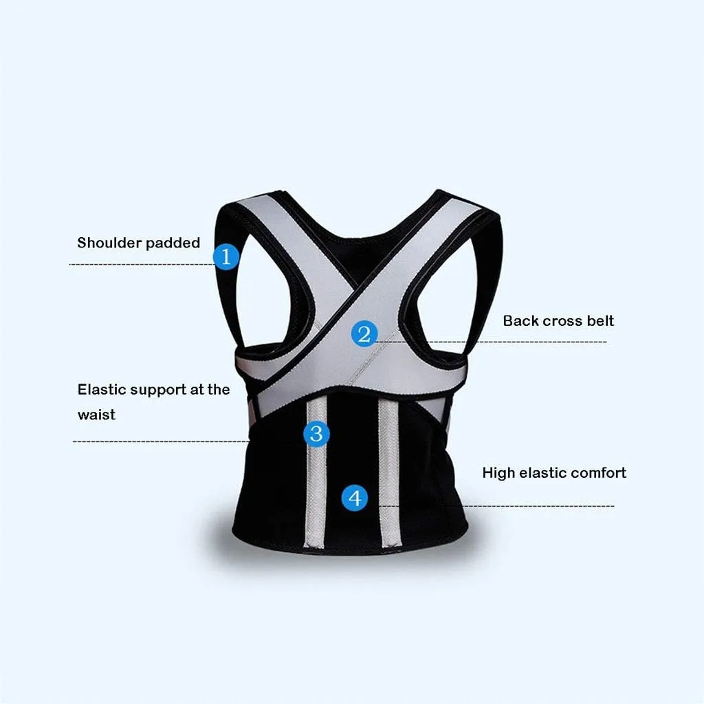 Corrector High Elastic Breathability Shoulder Padded Integrated Back Support Boost Unisex (Black) (Size : L)