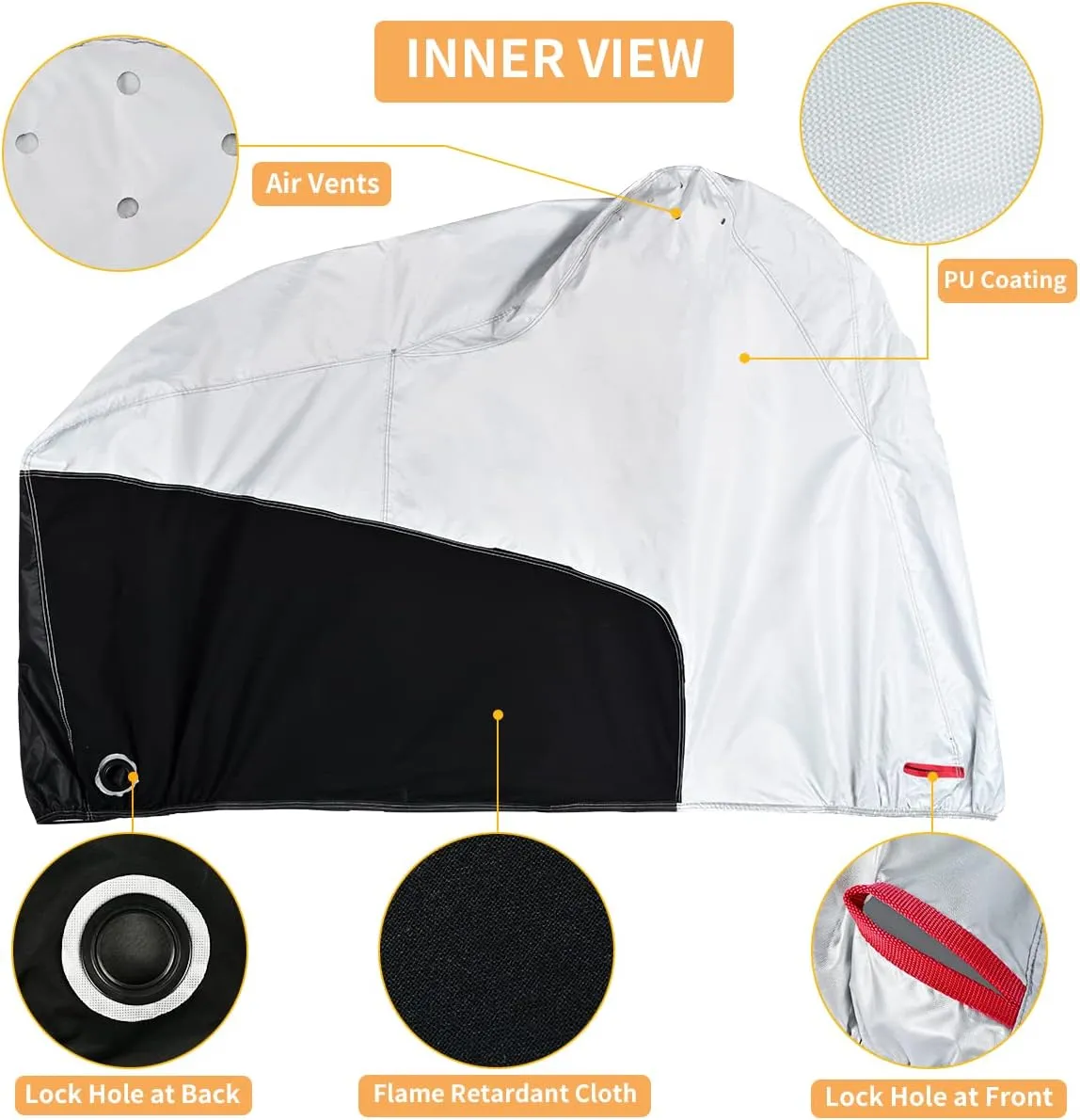 Coverado Motorcycle Cover Waterproof, All Weather Protection Outdoor Full Motorcycle Covers - UV Proof with Flame Retardant Fabric Fit for Harley Davidsion Yamaha Honda Suzuki (up to 93" Motors)