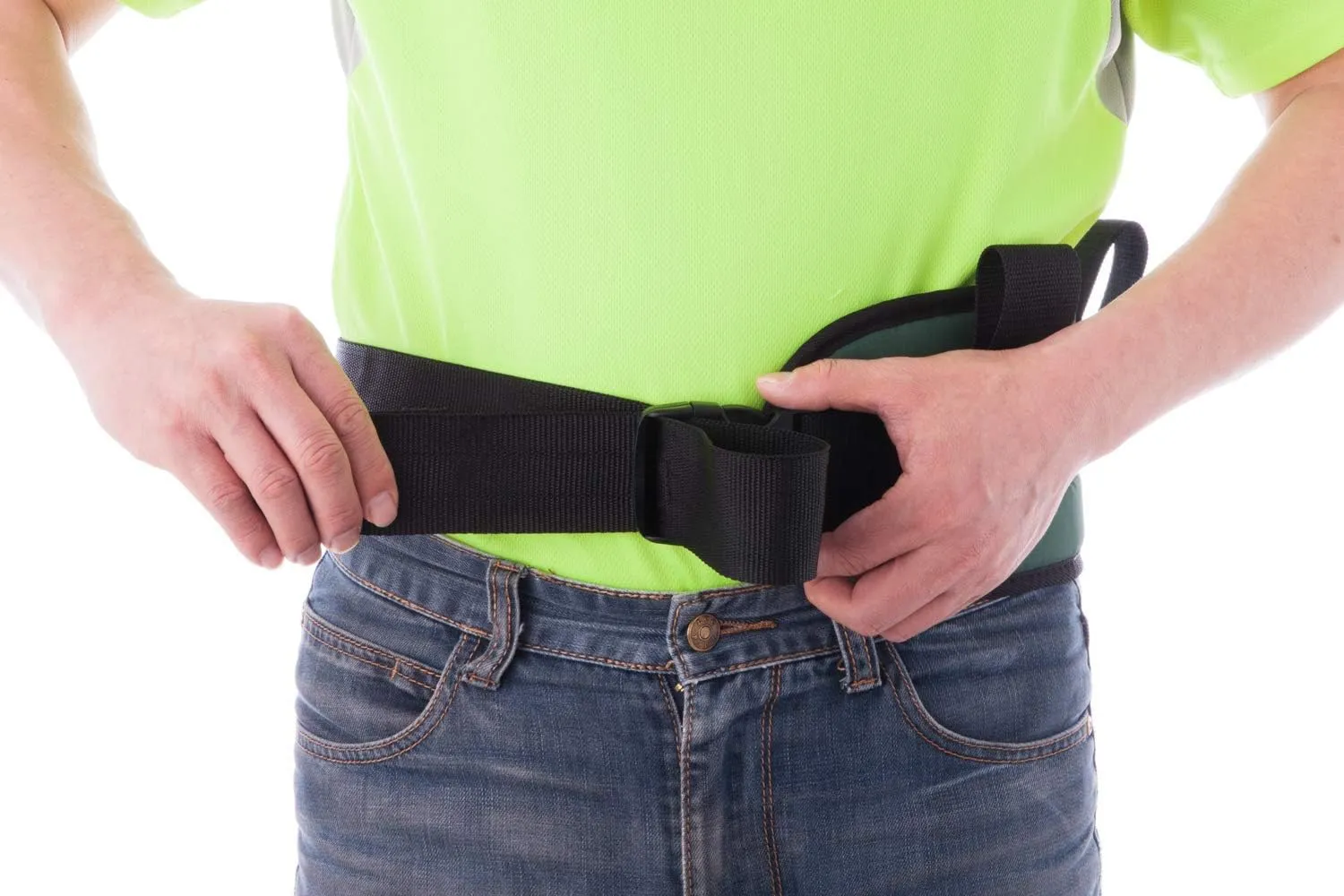 COW&COW Padded Gait Belt with 4 Handles and Quick Release Buckle 5.5 inchs(Black, Large/40inches-60inches)